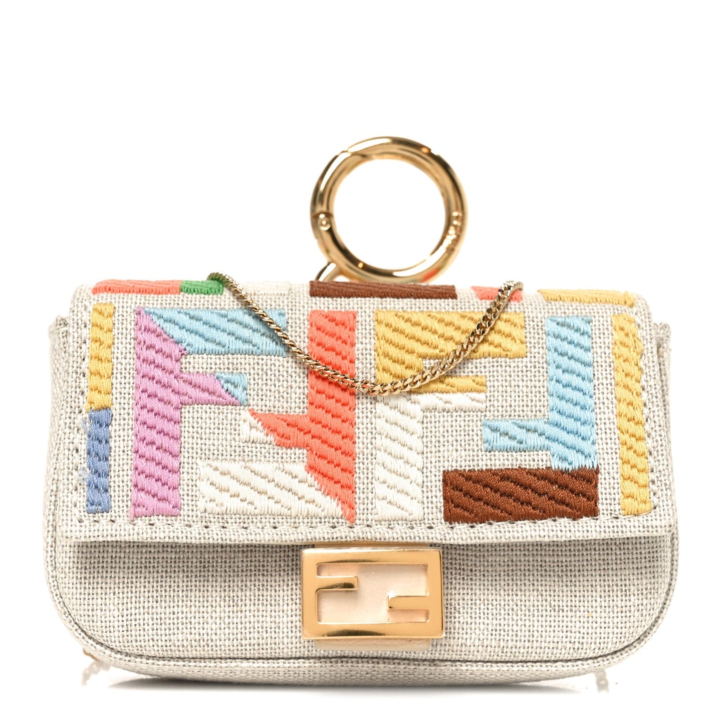 Kuban Canvas FF Embroidered Nano Baguette Charm Grezzo Multicolor