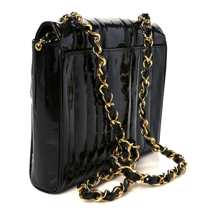 Patent Vertical Quilt Small Flap Black