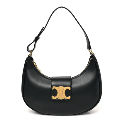 Smooth Calfskin Medium Strap Ava Triomphe Shoulder Bag Black