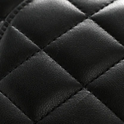 Lambskin Quilted Flap Clutch Black