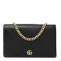 Calfskin Mini GG Marmont Chain Wallet Black