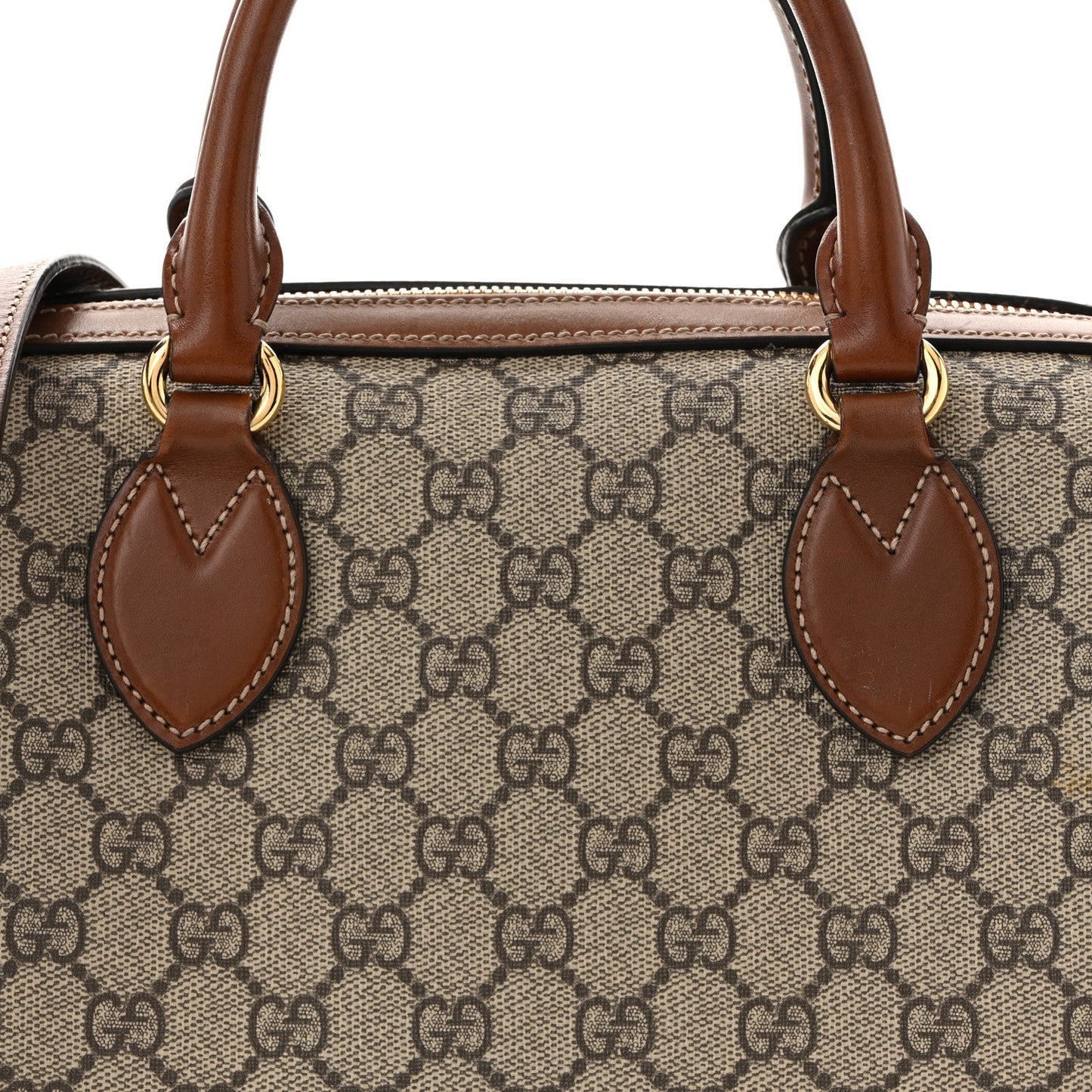 GG Supreme Monogram Cuoio Toscano Small Boston Beige Ebony Cuir