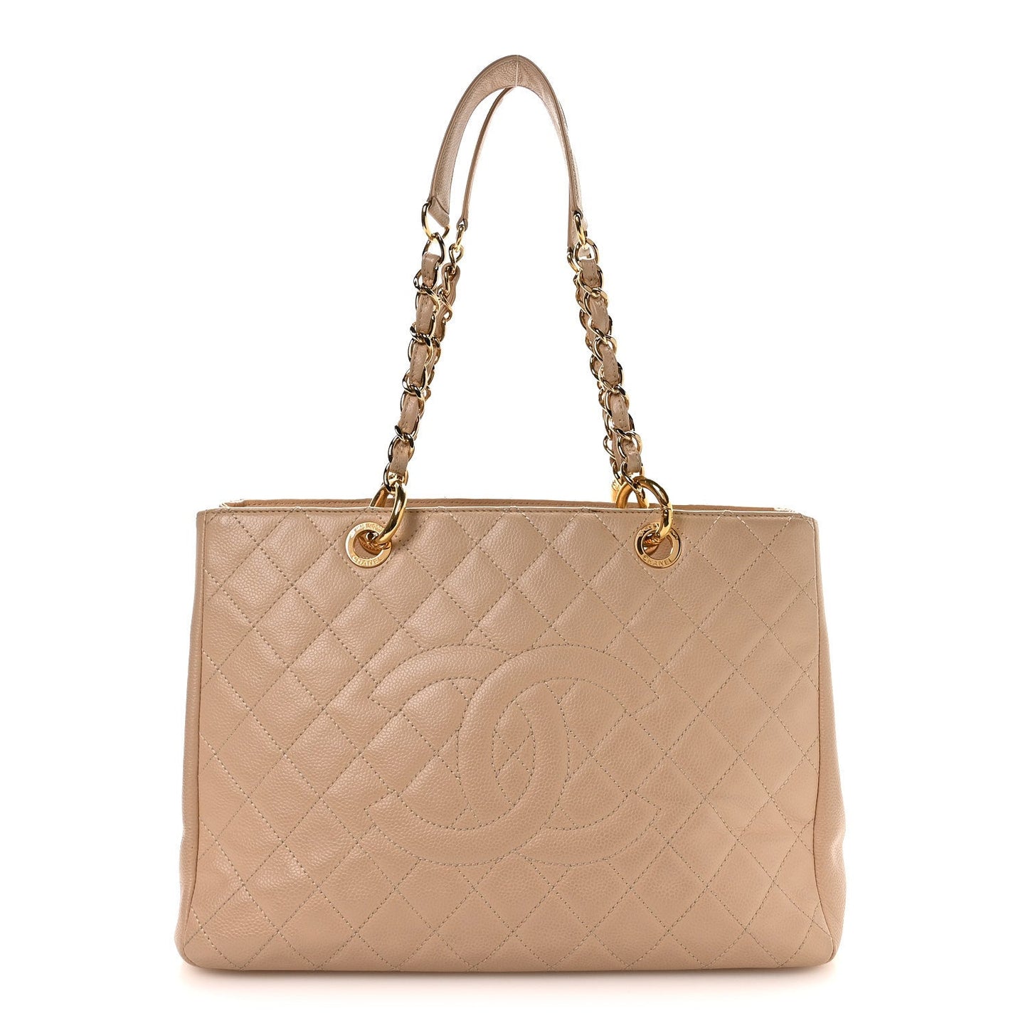 Caviar Quilted Grand Shopping Tote GST Beige Clair