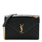 Grain De Poudre Textured Mixed Matelasse Triquilt Medium Monogram Satchel Black