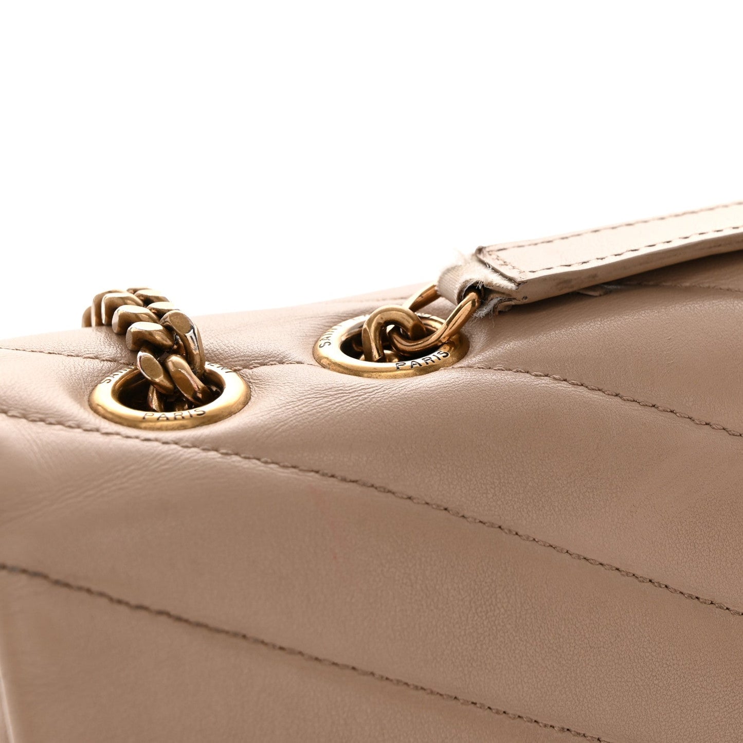 Calfskin Y Quilted Monogram Medium Loulou Chain Satchel Dark Beige