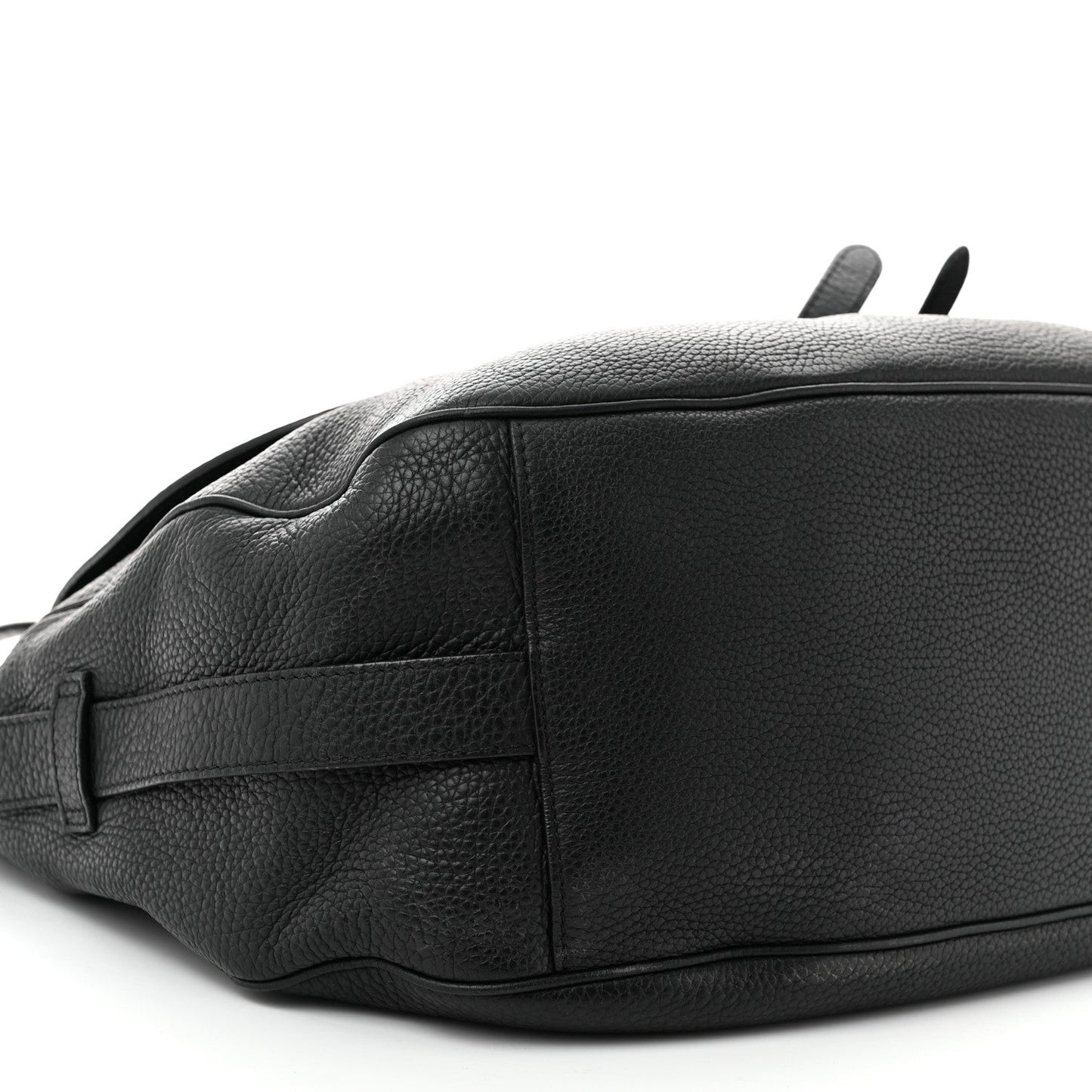 Grained Calfskin Saddle Soft Bag Black