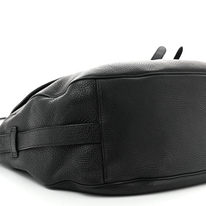 Grained Calfskin Saddle Soft Bag Black