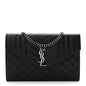 Sheepskin Tri-Quilt Monogram Envelope Chain Wallet Black