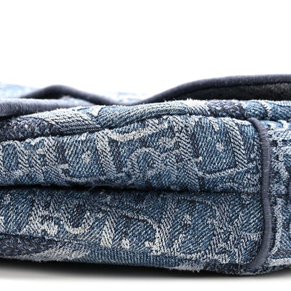 Oblique Embroidered Saddle Bag Denim Blue