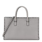 Grained Calfskin Medium Rockstud Double Handle Horizontal Tote Pastel Grey
