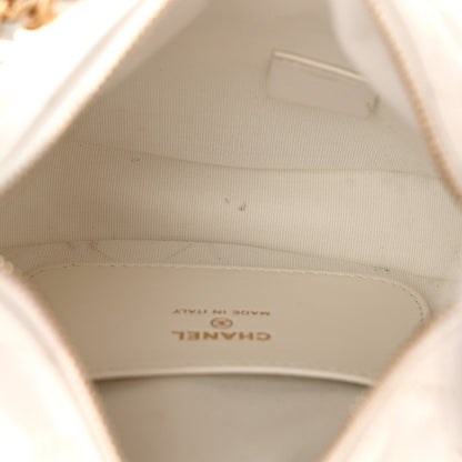 Shiny Caviar Quilted Bow Pouch Hobo White