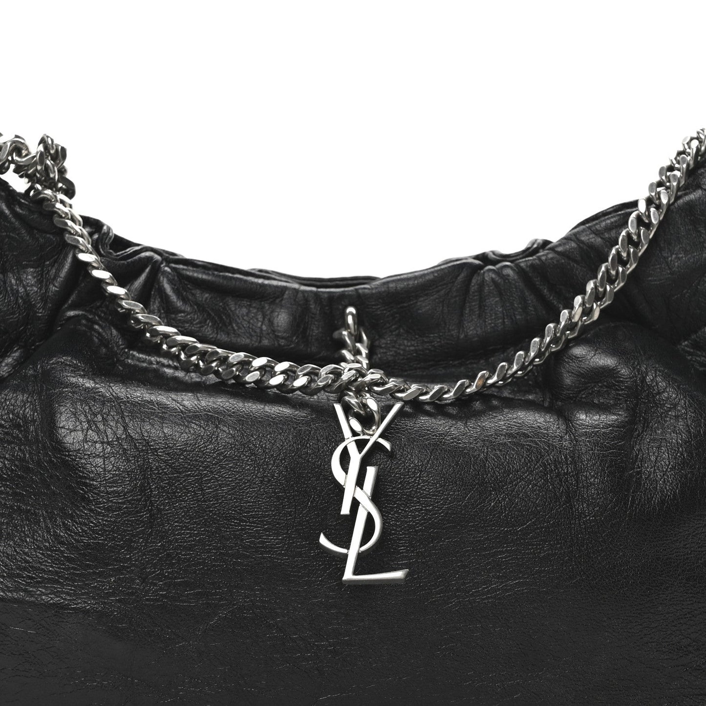Calfskin Pac Ruched Hobo Black