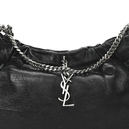 Calfskin Pac Ruched Hobo Black