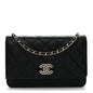 Caviar Quilted Crystal CC Wallet On Chain WOC Black
