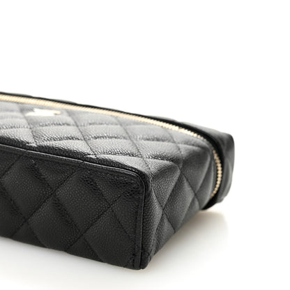 Caviar Quilted Top Handle Slim Vanity With Chain Black