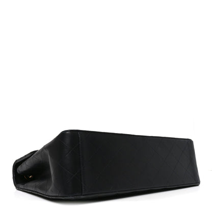 Lambskin Quilted XL Jumbo Single Flap Black