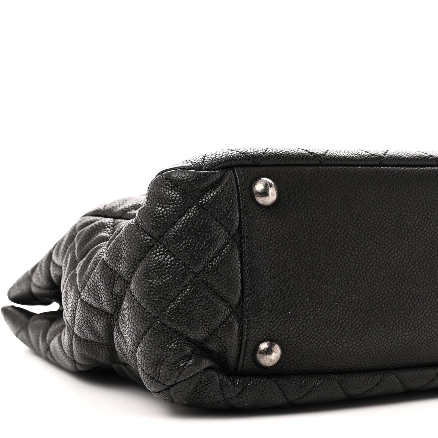 Caviar Quilted Shopping Tote Black