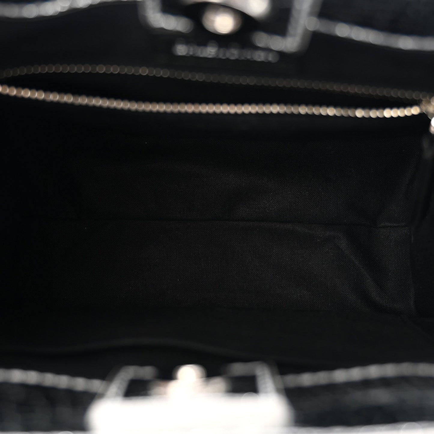 Crackled Mirror Calfskin Logo North South Shopper Tote XXS Silver