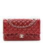 Patent Quilted Medium Double Flap Red
