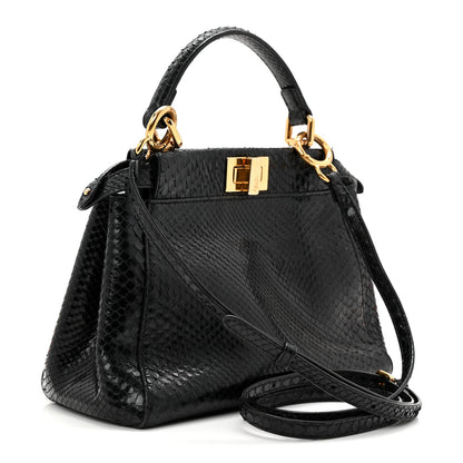 Snakeskin Nappa Mini Peekaboo Iconic Satchel Black
