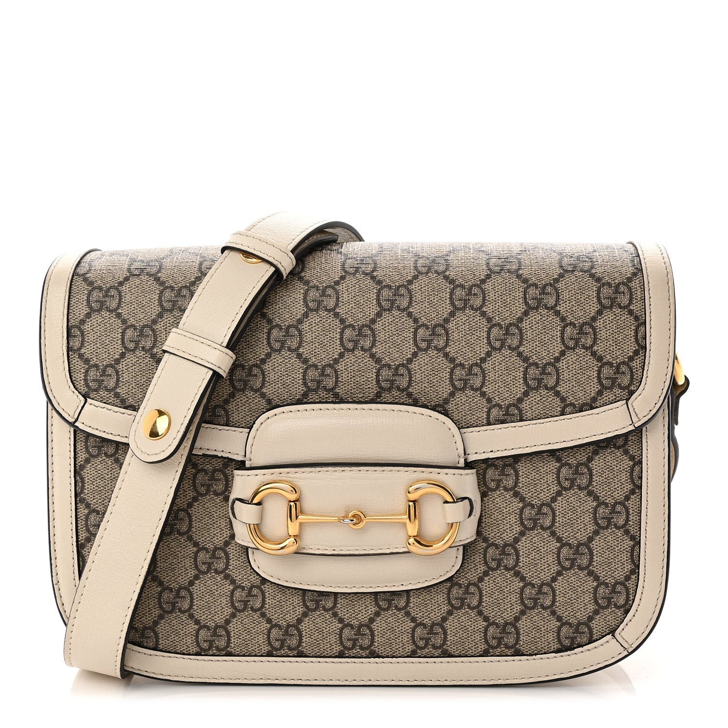 GG Supreme Monogram Horsebit 1955 Shoulder Bag Beige Mystic White