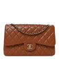 Caviar Quilted Jumbo Double Flap Light Brown