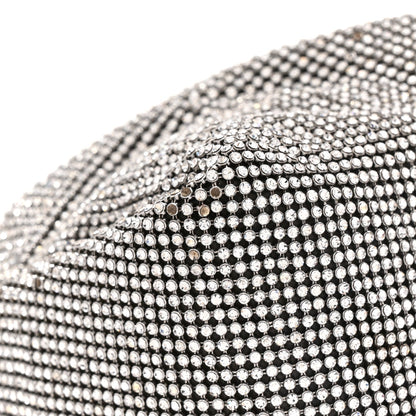 Mesh Crystal Rhinestone Mini Scrunchie Clutch Black Silver