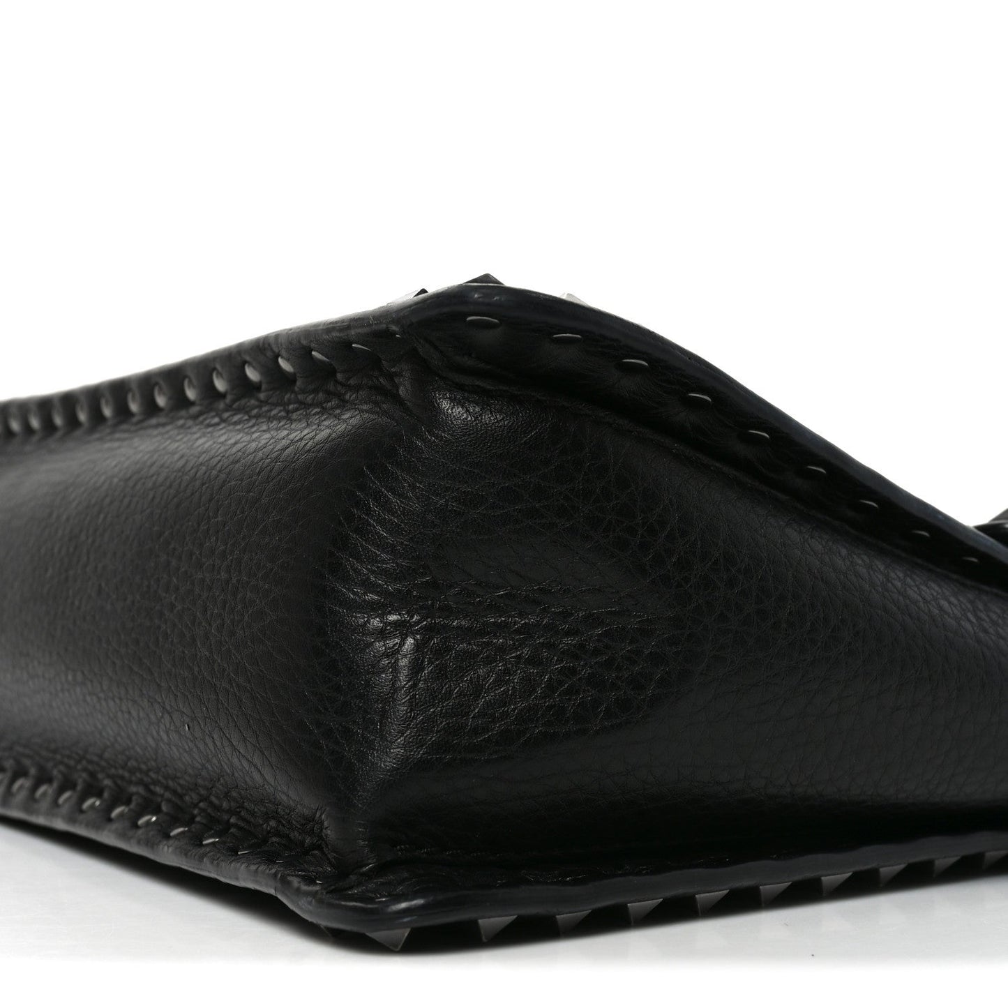 Alce Printed Calfskin Rockstud Top Handle Flap Shoulder Bag Black