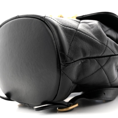 Lambskin Quilted Logo Mini Backpack Black