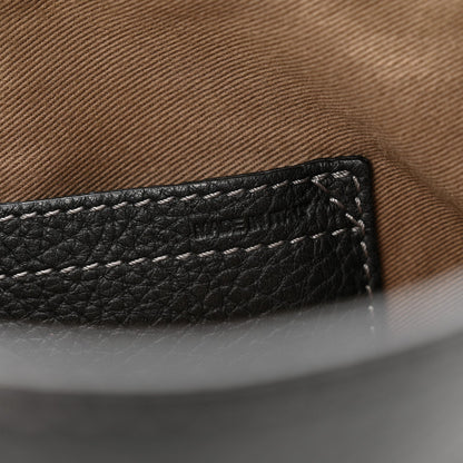 Grained Calfskin Medium Marcie Saddle Bag Black