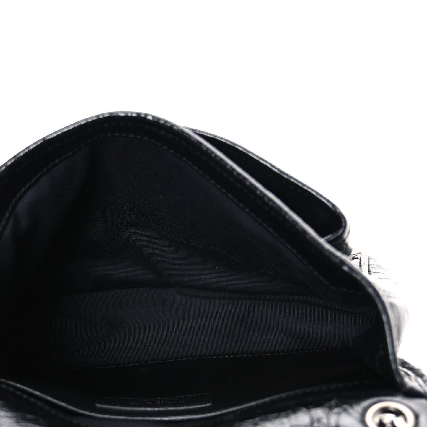 Crinkled Calfskin Matelasse Monogram Baby Niki Chain Satchel Black