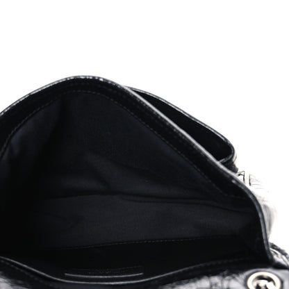 Crinkled Calfskin Matelasse Monogram Baby Niki Chain Satchel Black
