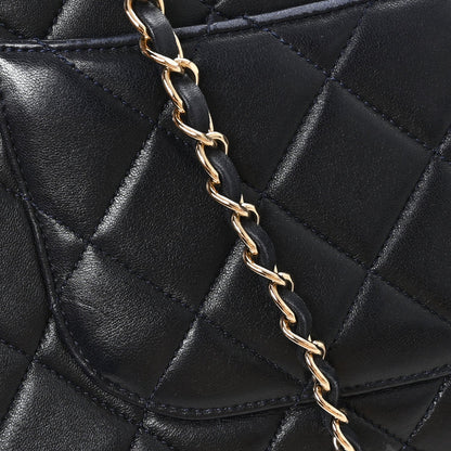 Lambskin Quilted Medium Trendy CC Flap Dual Handle Bag Black