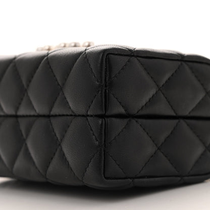 Lambskin Quilted Pearl CC Vanity Case Black