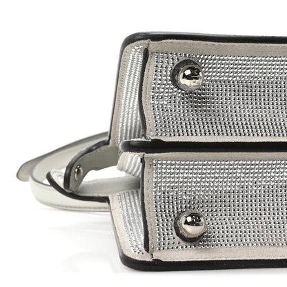 Iridescent Crystal Vitello Laminato Suede FF Petite Peekaboo I SEE U Satchel Cappuccino