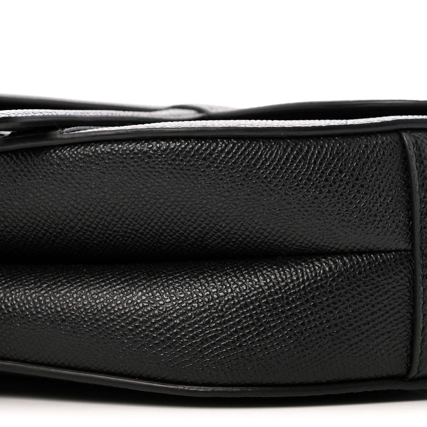 Grained Calfskin Saddle Bag With Strap Black