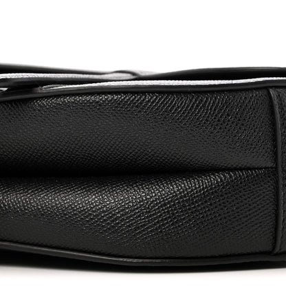 Grained Calfskin Saddle Bag With Strap Black