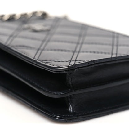 Calfskin Quilted Crossbody CC Phone Holder Black