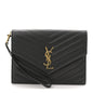 Grain De Poudre Matelasse Chevron Monogram Envelope Clutch Black