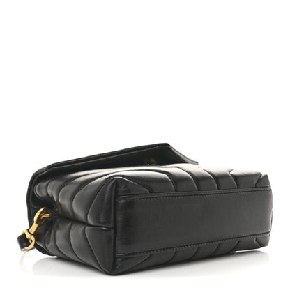 Calfskin Y Quilted Monogram Toy Loulou Crossbody Bag Black