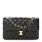 Lambskin Quilted Small Double Flap Black