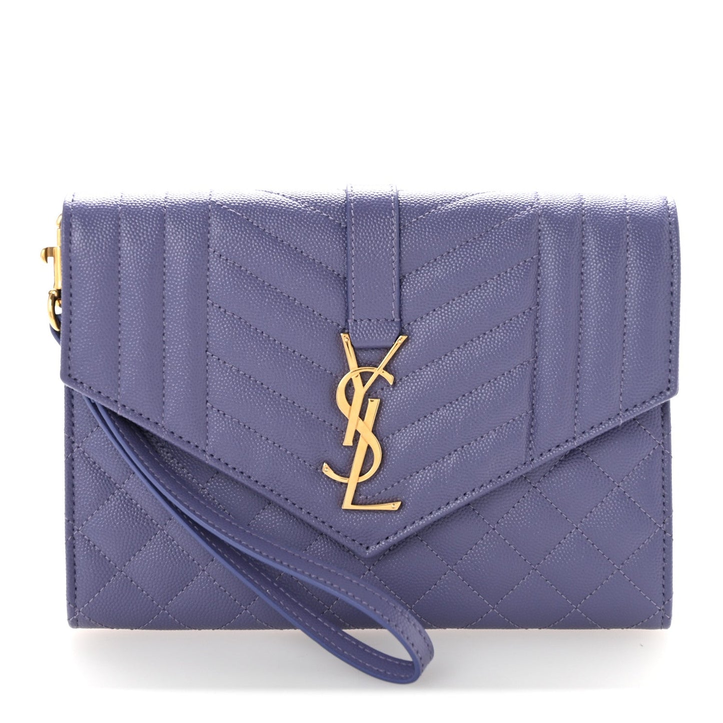 Grain De Poudre Textured Mixed Matelasse Triquilt Monogram Clutch Dark Wisteria