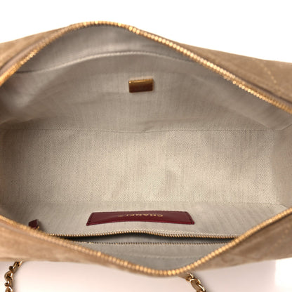 Suede Calfskin Quilted Camerissimo Camera Case Beige