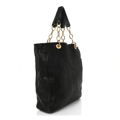 Lambskin Woven Dior Soft Shopping Tote Black