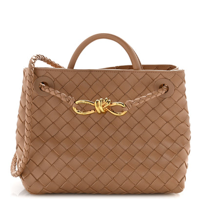 Nappa Intrecciato Small Andiamo Shoulder Bag Biscuit