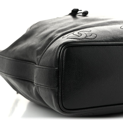 Caviar CC Drawstring Shoulder Bag Black