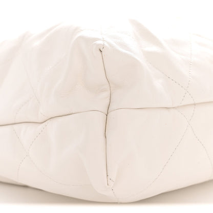 Shiny Calfskin Quilted Large Chanel 22 White