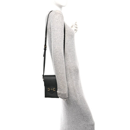 Dollar Calfskin Vertical Horsebit 1955 Crossbody Bag Black