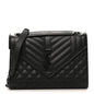 Grain De Poudre Textured Mixed Matelasse Triquilt Medium Monogram Monochrome Satchel Black