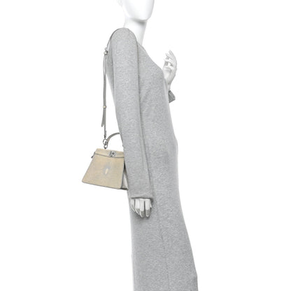 Stingray Shiny Nappa Petite Peekaboo I SEE U Satchel Beige